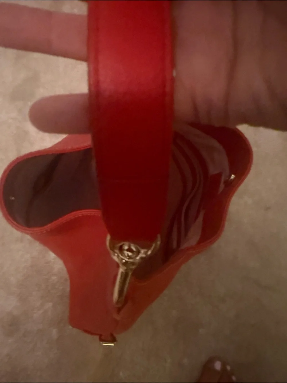 Dooney & Bourke Red Pebble Leather Hobo Bag Clean Clean